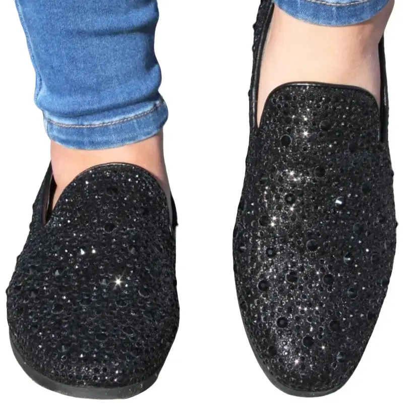 Diamond Loafers - Cushioned Shoes with Sparkling Rhinestone Diamond Accents for Stylish Look Perfect for Party Wear