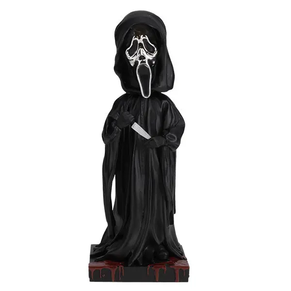 Royal Bobbles Ghost Face Silver Chrome Mask Bobblehead 8" Hand-Painted Polyresin Heavy Figurine with Authenticity Hologram