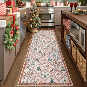 Christmas rug, Christmas runner rug, Aisle carpet, Christmas decoration rug, Non-slip Washable Corridor Rug, comfortable area rug, Home Decorative Rugs, Christmas Gift, suitable for Corridor bathroom, living room bedroom, kitchen, Hallway