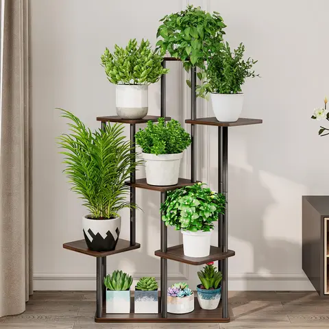 LINZINAR Iron Metal Plant Stand - White Taper Multi-Tier Anti-Rust Storage Rack, Easy-to-Assemble Load-Bearing Organizer, 14.17l*9.05w*29.05h in (36*23*73.8cm) Rectangular Indoor/Outdoor Home Supply