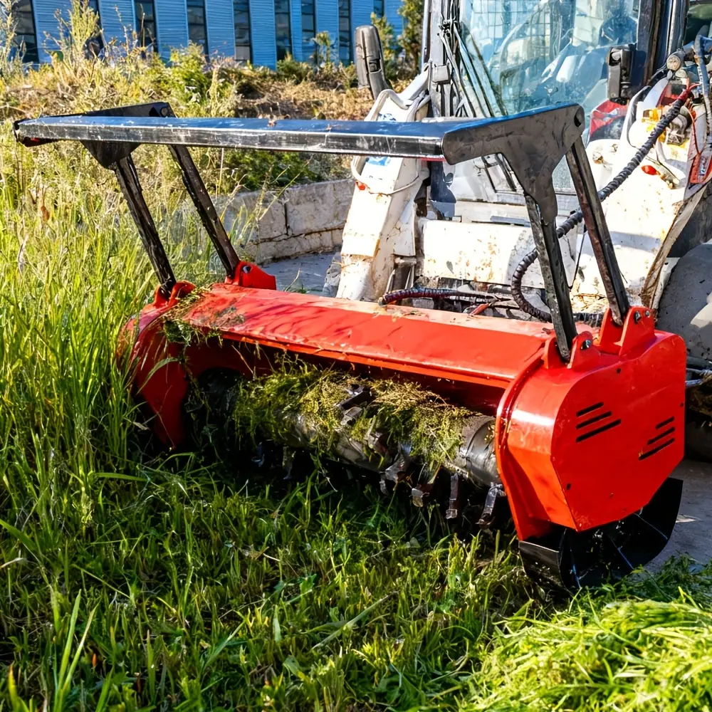 Free Ship 46 Inch Forestry Mulcher Skid Steer Loader Attachments, Powerful Pioneer Garden Mulcher for Leaf Shrub Branches Crusher Land Renovation And Cleaning Connects to Most Bobcat Skid Steers