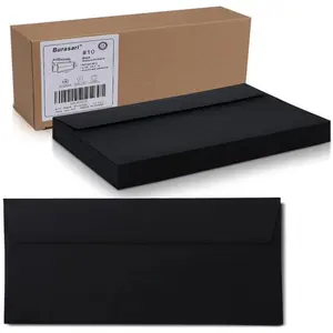 100Qty # 10 Black Business envelopes 4.125x9.5In windowless design 120GSM paper envelopes