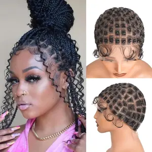 Braided Wig Cap With Baby Human Hair Crochet Wig Cap For Crochet Braids Hair Glueless Double Full Hd Lace Wig Caps For Black Women