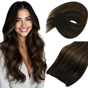 Sunny Hair Beaded Weft Human Hair Extensions Black Micro Weft Hair Extensions Human Hair Straight Hair Extensions Beaded in Human Hair Sew in Extensions for Women Real Hair