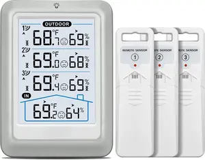 Indoor Otdoor  , 4.5 Inch Display Digital Hygrometer  Temperatre Hmidity  with 330ft Range Sensor and Adjstable Backlight
