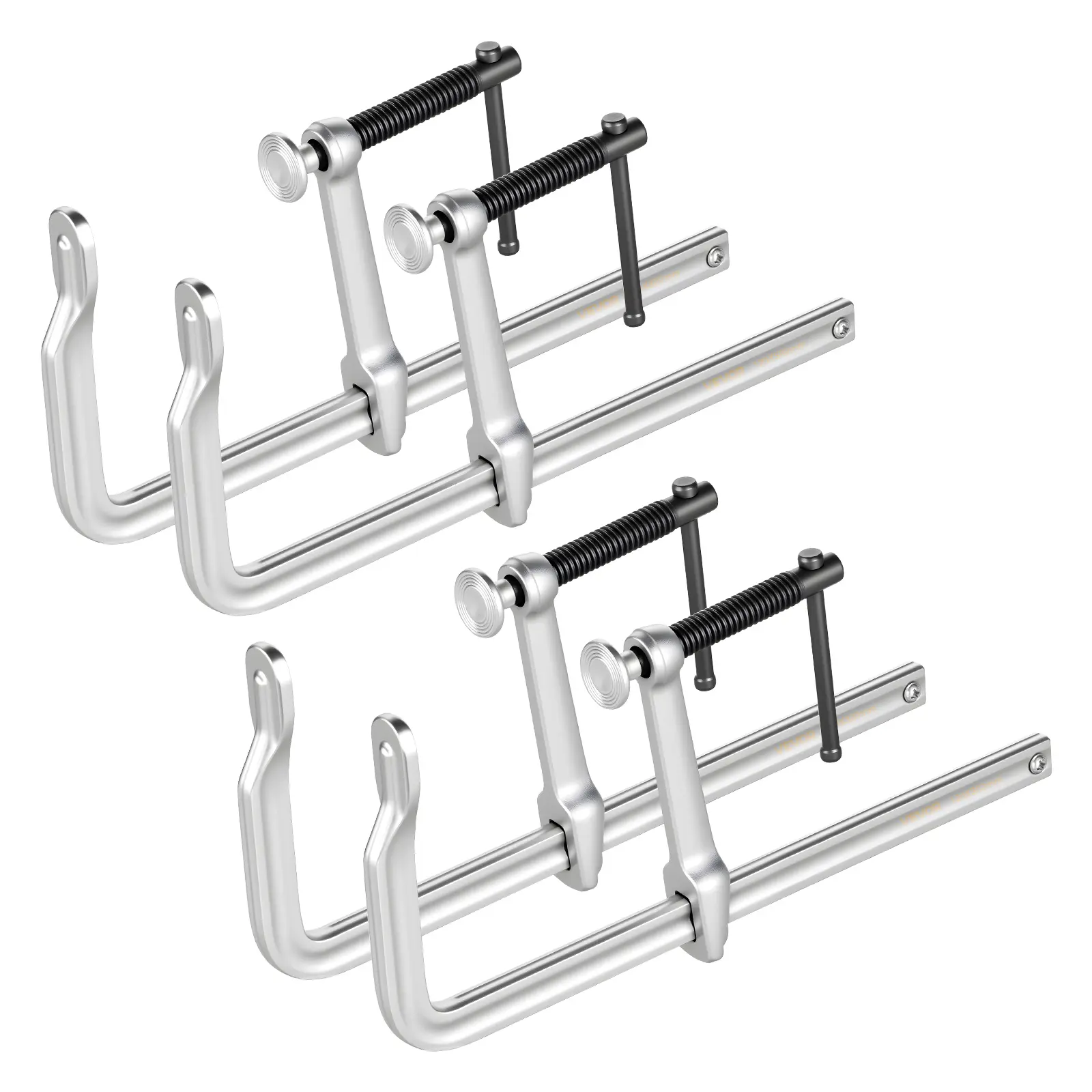 VEVOR 4-Pack Heavy Duty Woodworking Clamps, 12 in Opening, 4.72 in Throat Depth, 1200lb Load Limit, Sturdy Steel Forging & Casting, Swivel Jaw, T-Handle, Chrome Finish, Secure Clamp for Automotive Fixtures, Construction