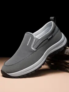 Men's Comfortable Anti-Slip Loafers, Breathable Knit Slip-On Thick Sole Lightweight Casual Shoes, All-Season Outdoor Activities