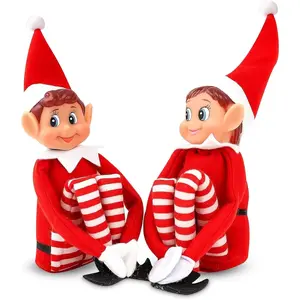 Quebec Naughty Elf Set - Boy & Girl Christmas Elf Figures, Santa's Little Helper Inspired, Soft Body, Vinyl Faces, 12 Inch, Couple