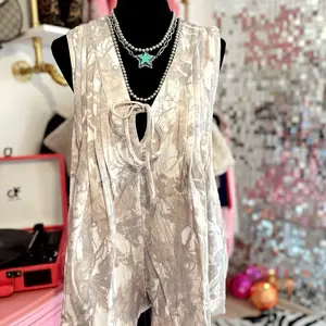 Cozy cotton light wash camo oversized romper