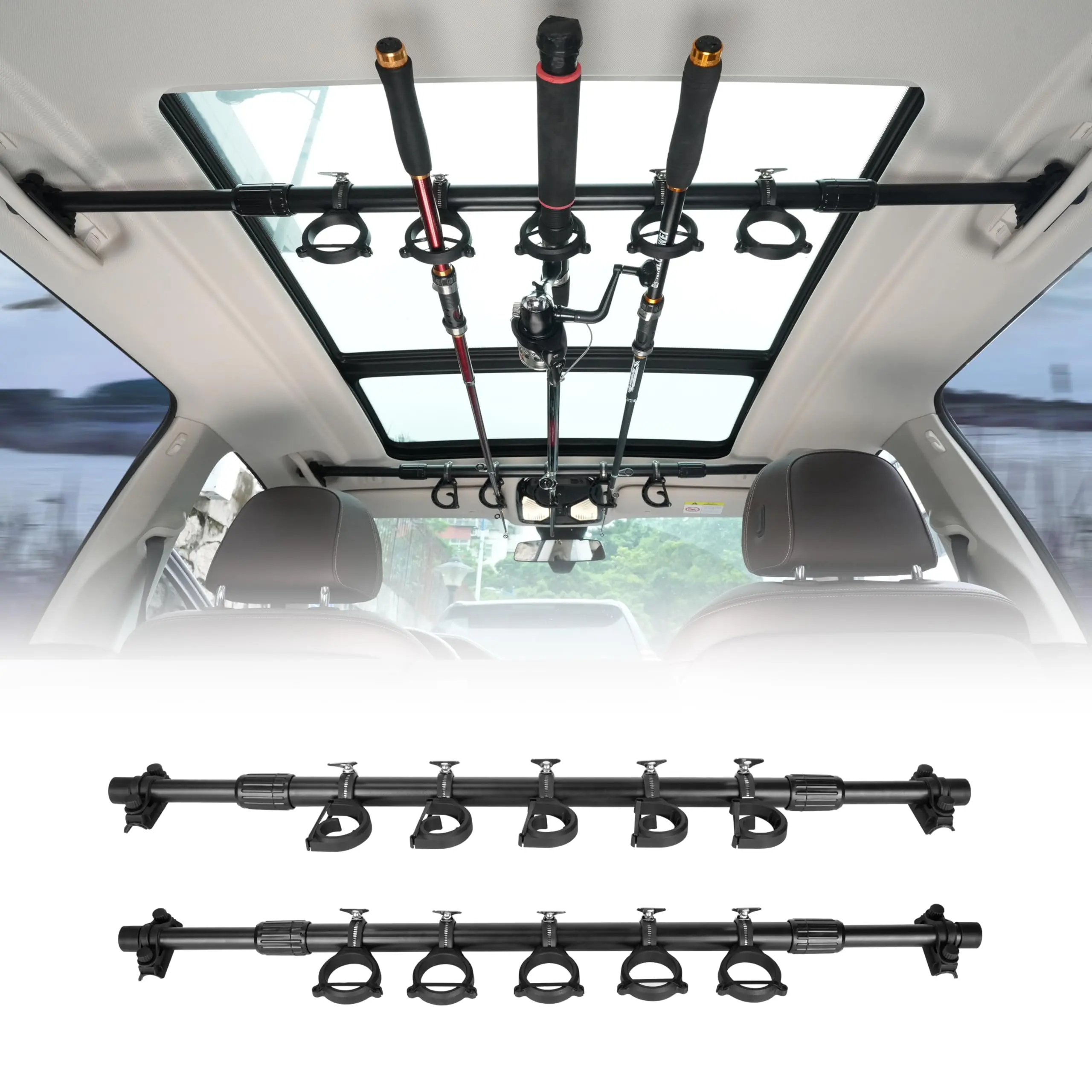 Hikeen Fishing Rod Holder for Car, Vehicle Fishing Pole Holder Roof Rack  Inside,5 Rod Capacity, Heavy Duty Adjustable 29-48 Inch, Fishing Rod  Carrier Pole Storage for SUV, Wagons, Van TikTokShopBlackFriday - TikTok  Shop