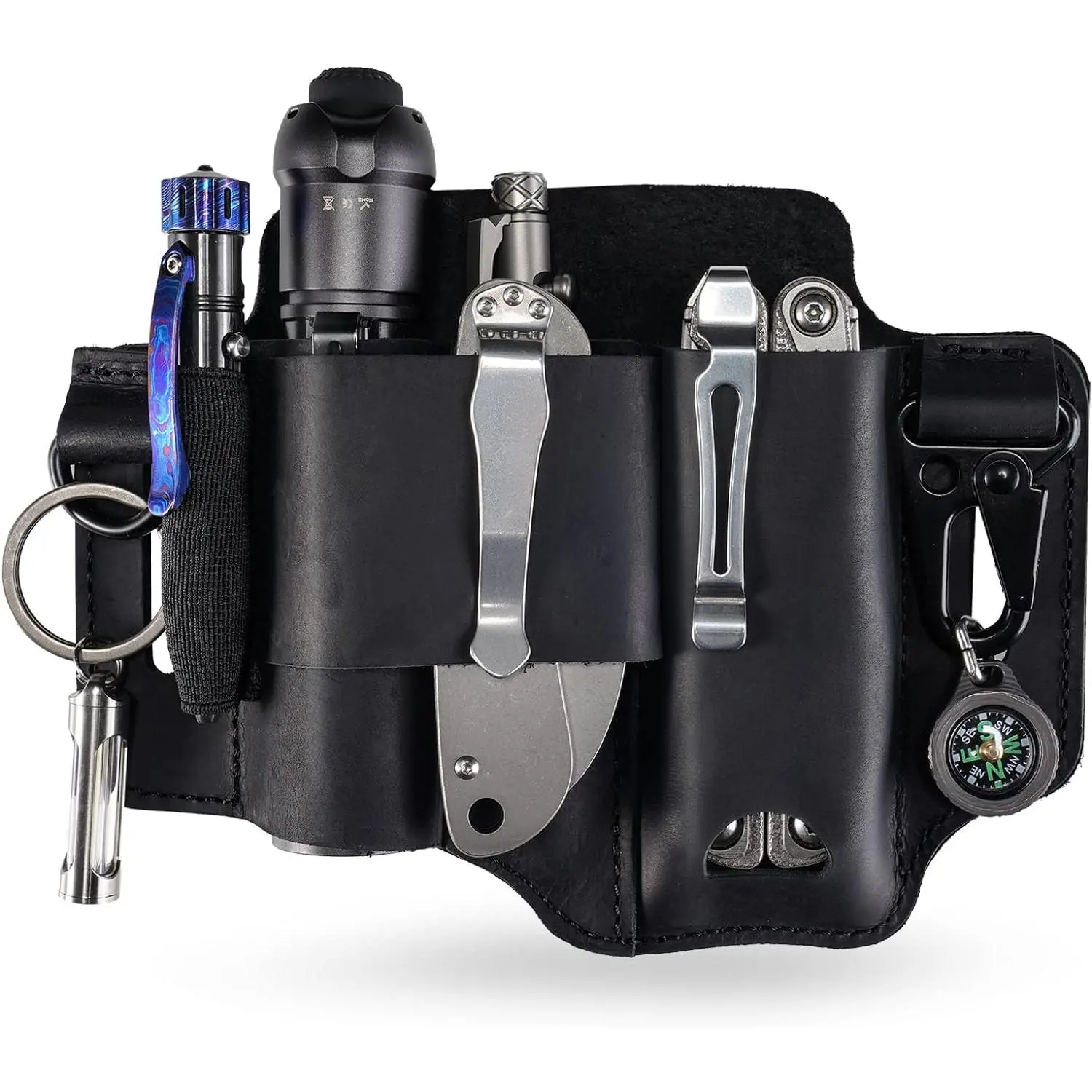 ST1 Premium Leather Multitool Sheath - 1.5 Inches Wide Compact EDC Belt Organizer, Easy to Clean, Handcrafted, Durable, Stylish, Fits 1.5" Belts for Leatherman Tools, Flashlight, Pen, Clip, Work, Everyday Carry Tool Owners