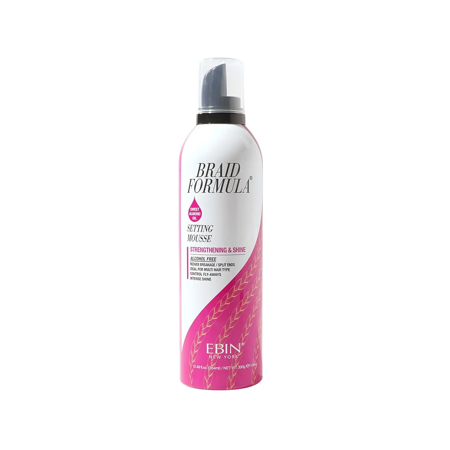 EBIN NEW YORK Braid Formula Setting Mousse (12.49 oz, Sweet Almond Oil)