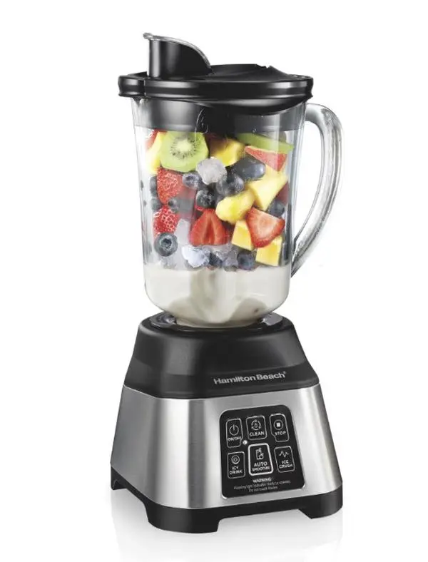 Hamilton Beach Smoothie Smart Blender, 48 oz Glass Jar 850 W Countertop Blender for Kitchen, Stainless Steel