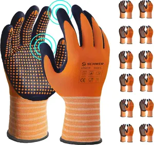 Schwer 12 Pairs LT5619 Work Gloves MicroFoam Nitrile Coated, Working Gloves with Grip, Micro Dot Palm, Touchscreen Capable, for Automotive Electronic Assembly