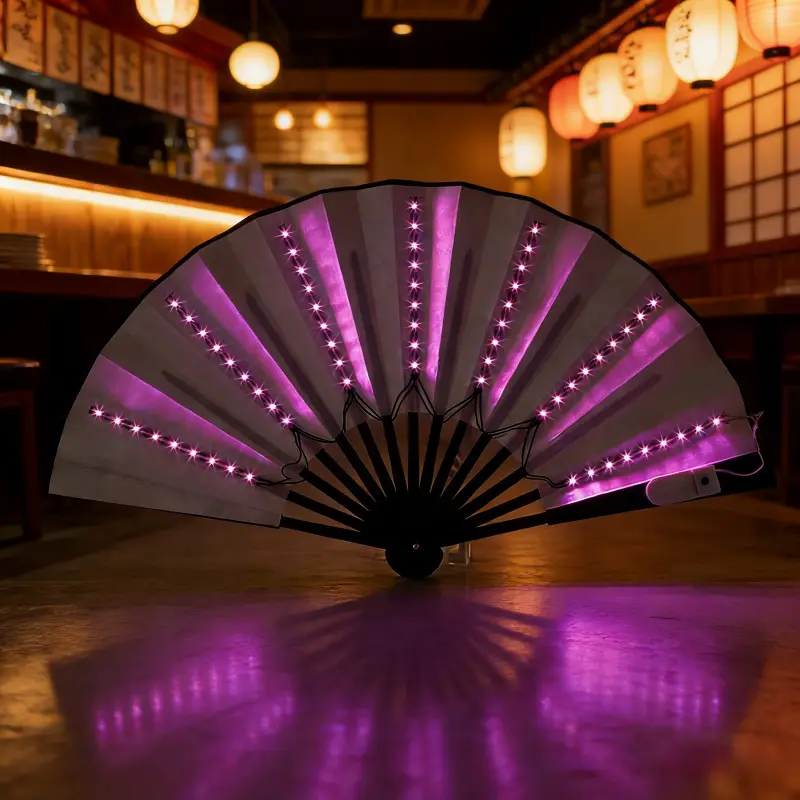 LED light-up folding fan, colorful party fan, KTV bar disco fan, fan for fan support, LED Strip Lights