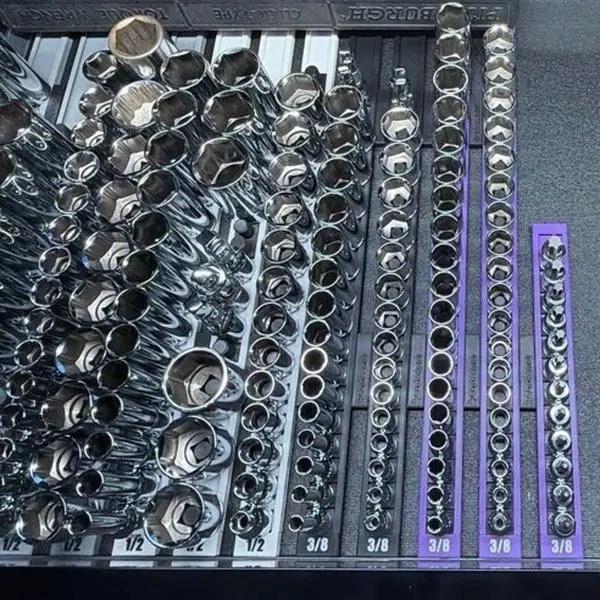 Socket Holder Rails - 1/4", 3/8", & 1/2" - Toolbox Organizers - Magnetic Base Tool Organization