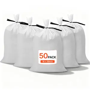 VEVOR Heavy Duty Empty Sand Bags (50-Pack), 14"x26" Woven Polypropylene Sandbags with Tie Straps, 50Lbs Capacity, 1600 Hours UV Protection, for Flooding, Disaster Preparedness Kit & Protection Barriers