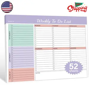 Weekly To Do List Notepad - 52 Undated Glue Bound Tear-Off Sheets (8.5"x11") (Purple)