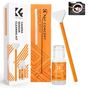 K&F CONCEPT 24mm Full Frame Cleaning Kit - 6 Swabs, 20ml Cleaner, Microfiber Cloth for DSLR/SLR Camera CMOS/CCD, Lenses, Mobile Devices (Nikon, Sony, Canon Compatible)