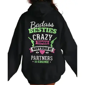 Best Friend Couples Hoodie, Besties Crazy Times Sisters Partners In Crime Matching Unisex Hoodie