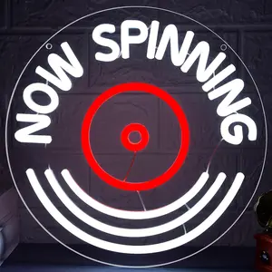 Adjustable RGB Lighting LED Neon Sign - RGB Spinning, Music-Theme Backlit Decor for Record Player Setup, Thoughtful Bar Gift for Christmas or Birthday, Led Neon Signs