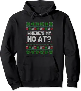 Where's My Ho At Ho Matching Couple Christmas Ugly Sweater Pullover Hoodie - Nafeesaami Shop 37B0CP2B78ZJ