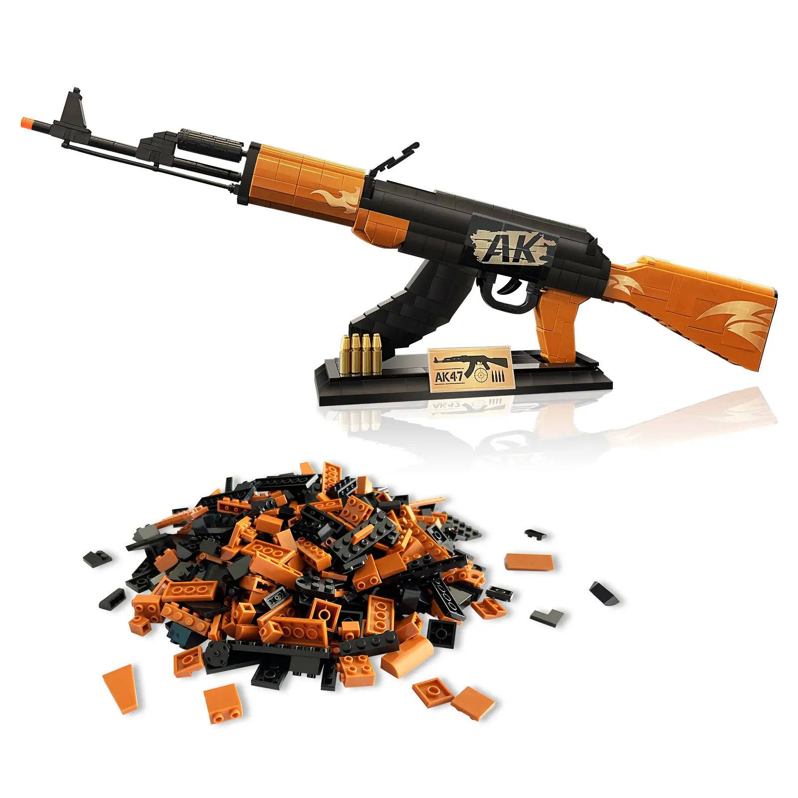 1:2 AK47 Building Block Set,Model Building Bricks Kit,Unique Collection Building funny Toy Gift for Kids,Adults summerwins