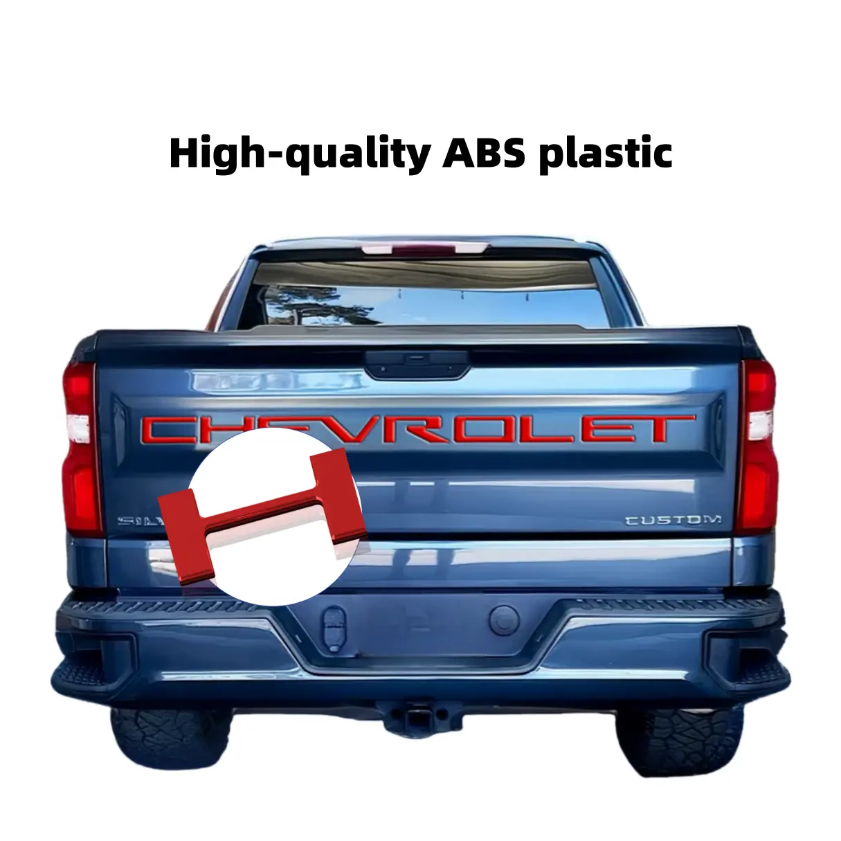 Matte Black & Gloss Black 3D Chrome Silver Tailgate Letters Insert for Chevrolet Silverado 1500-2500 (2019-2025), Durable ABS Plastic Emblem, Weatherproof 3M Self-Adhesive, Easy-Install Car Exterior Upgrade with Head-Turning Stealthy Dominance