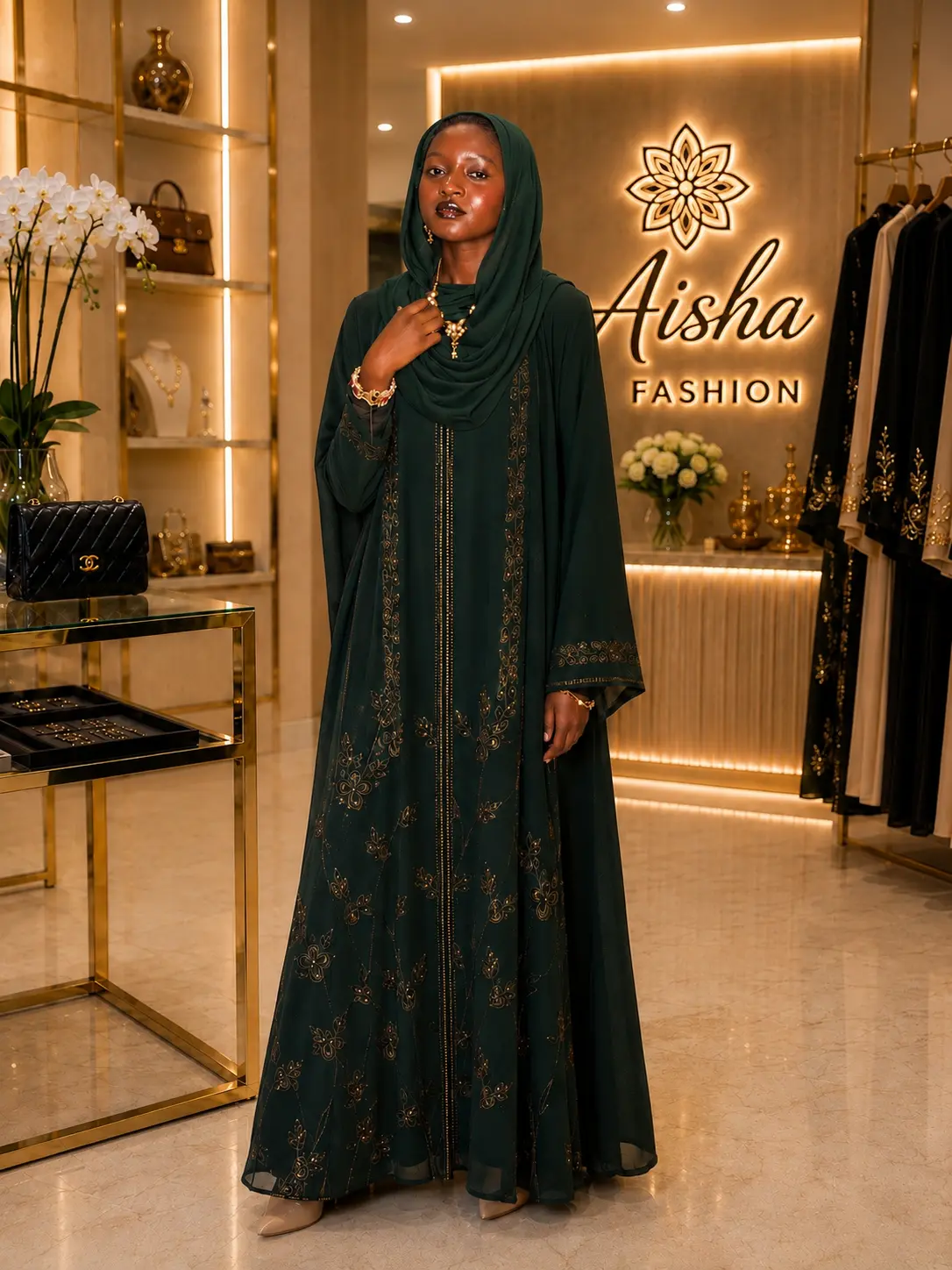 Luxury Embroidered Modest Abaya with matching Hijab | Elegant Abaya