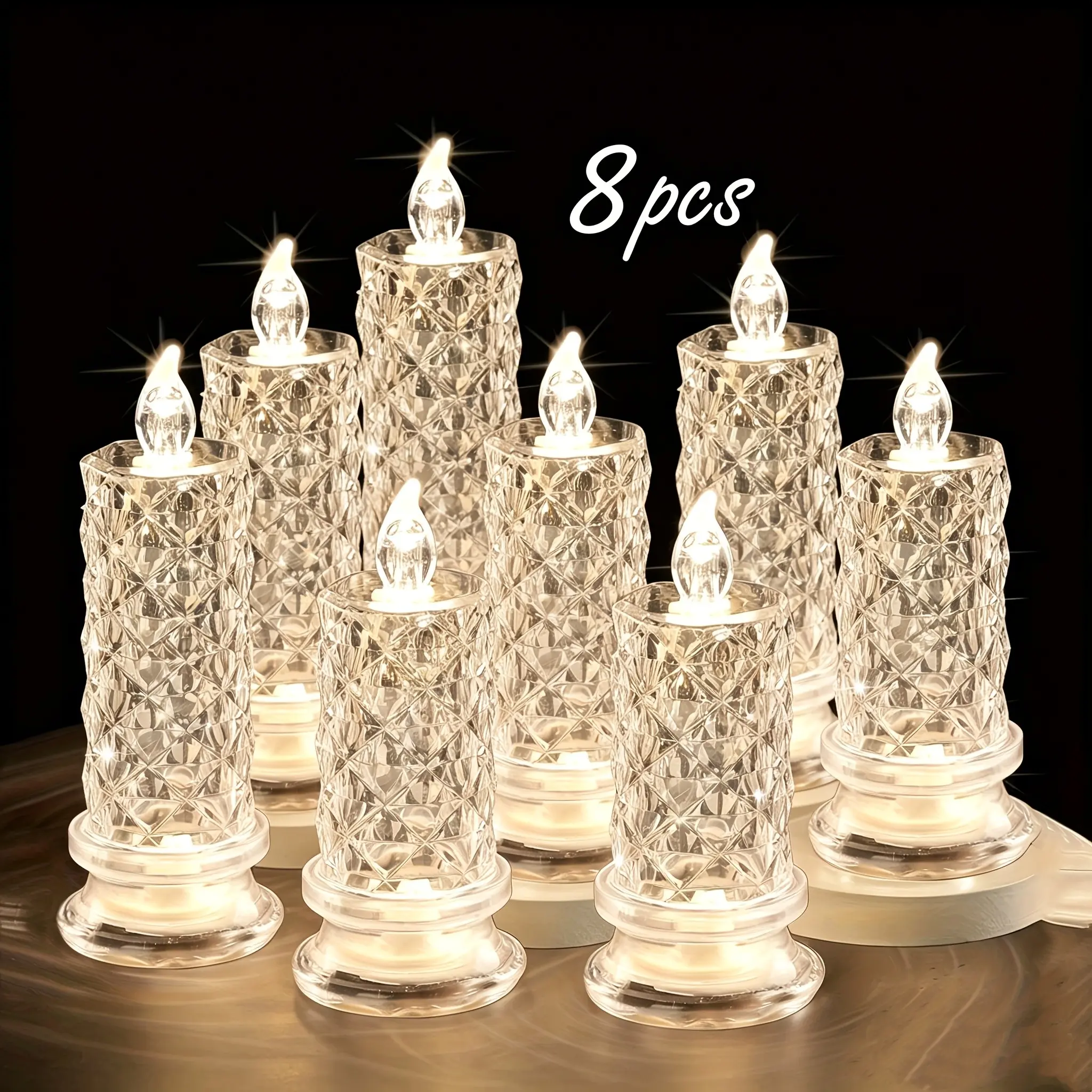 8 Pack LED Flameless Candles | Multi-faceted, 1.8inch D, 4.3inch H; Battery-powered Flickering Flame, Batteries Included. Perfect for Valentine's Day, Weddings, Birthdays & Home Decor. Nice Light Creates Warm Romantic Festive Ambiance.