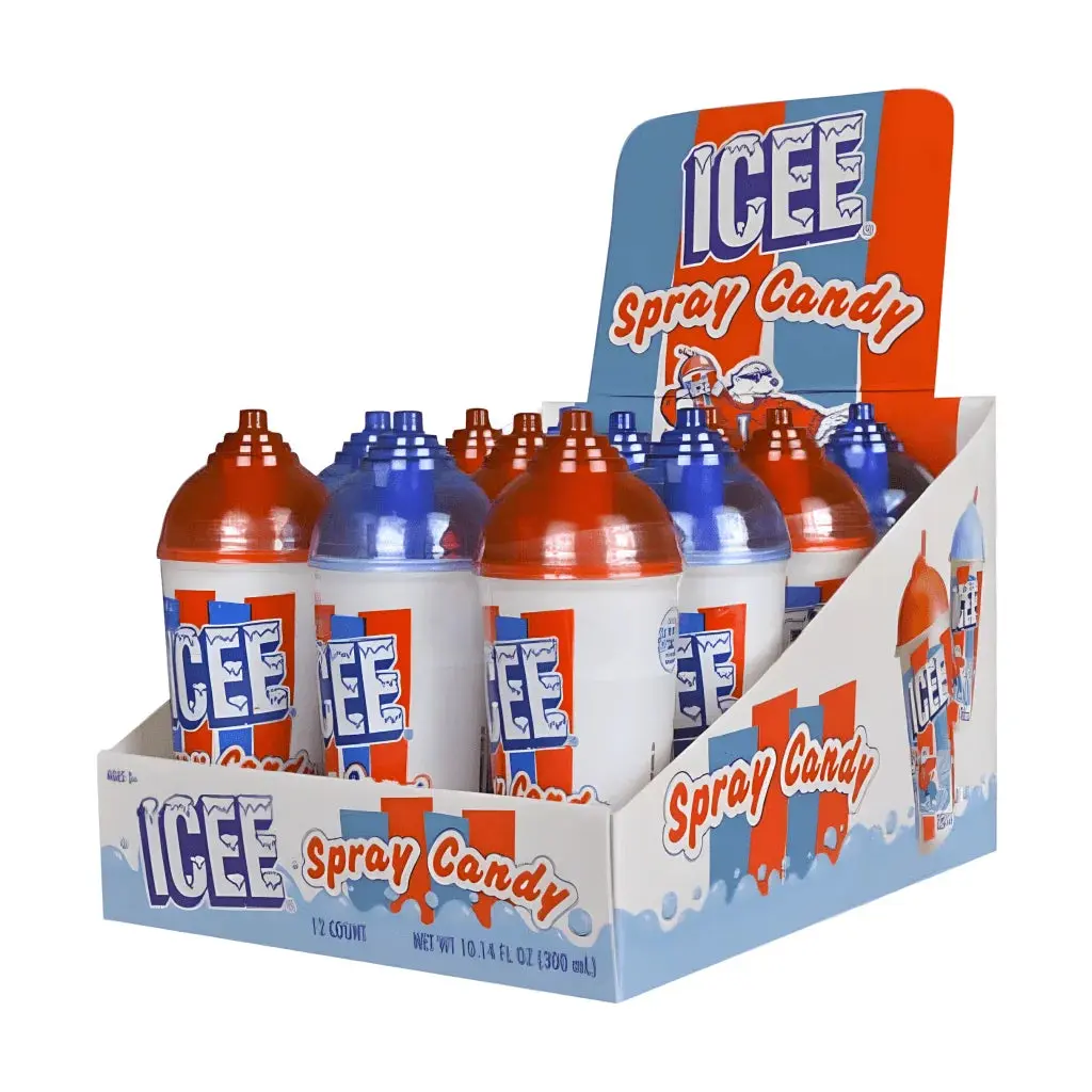 Icee Spray Candy 12 ct. - Sweet Liquid Spray Candy with Cherry and Blue Raspberry Lemonade Flavors - 12 Count Pack Snack Bonbon
