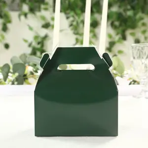 25 Pack Party Favor Gift Tote Gable Boxes, Hunter Emerald Green Candy Treat Boxes 6"x3.5"x7"
