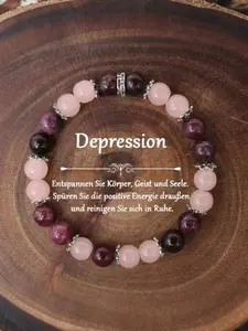 Healing Crystal Bracelet for Depression, Rose Quartz Anxiety Relief Jewelry, Natural Gemstone Stress Relief Wristband, Mindfulness Accessory, Calming Energy Bracelet, Self-Love Jewelry, Wellness Gift, Spiritual Healing Accessory, Boho Chic Bracelet