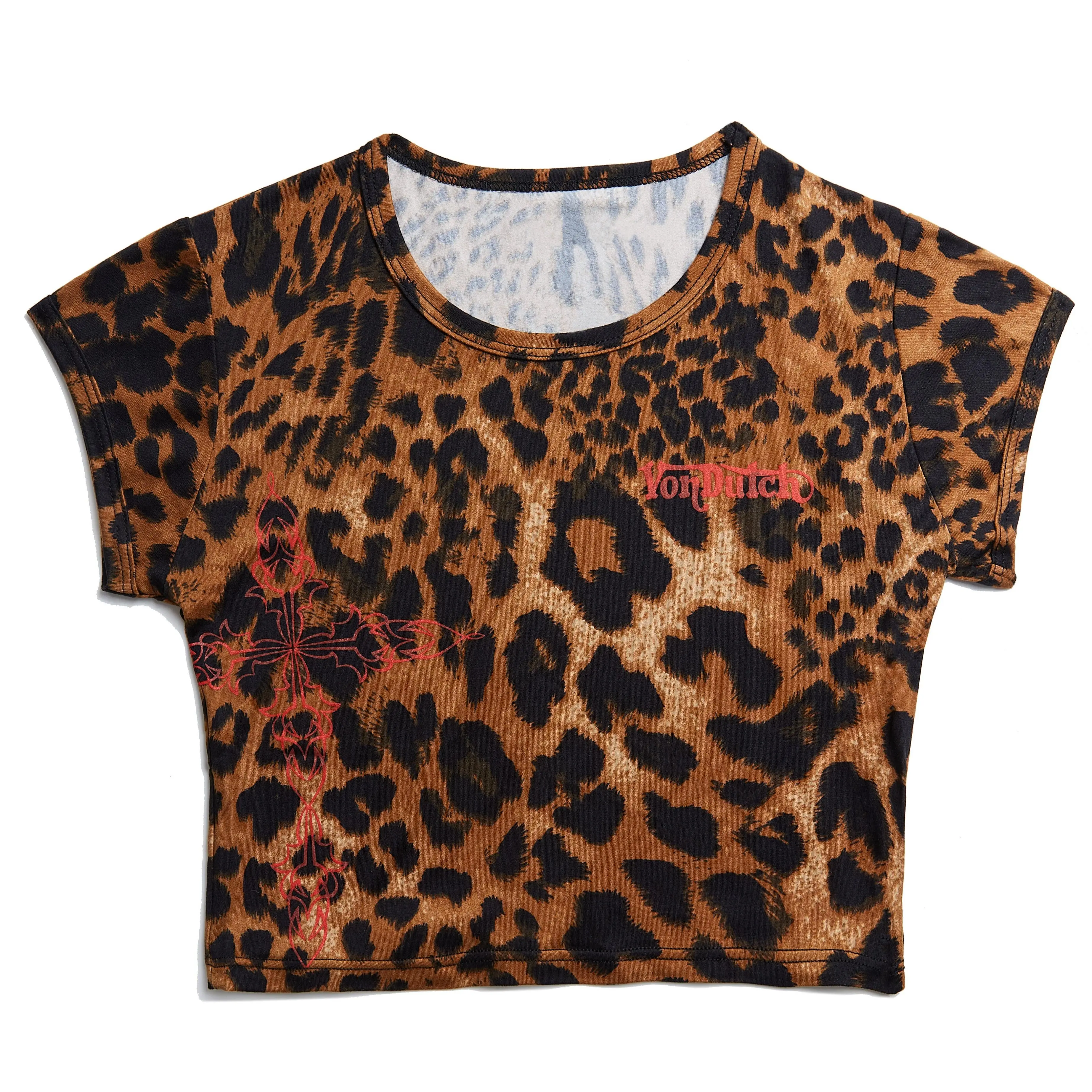 Von Dutch Leopard Chopper Cross Baby Tee