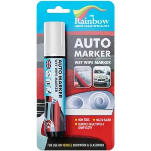 Washable Window Glass Markers Dry Erase Liquid Chalk Paint Pen for Car Decoration Works on All Surfaces Tire Windshield Rain Resistant White Jumbo Tip