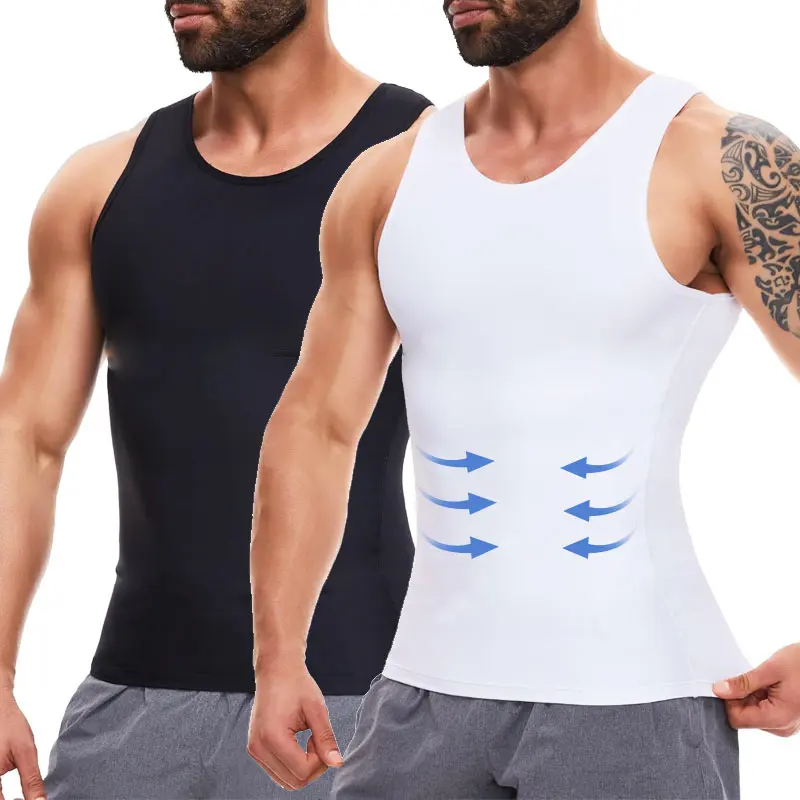 cattibor Men's Tummy Control Compression Tank Top, Athletic Fit Nylon Spandex Shapewear for Workouts & Running (1/2/3 Pack), Tank Tops, Tight