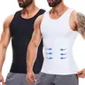 CATTIBOR Men's Tummy Control Compression Tank Top - Nylon Spandex Athletic Fit Shapewear, Tight Stretch Activewear for Workouts, Running (1/2/3 Pack)