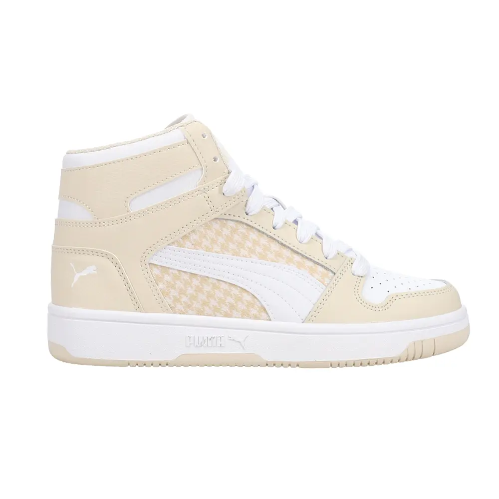 PUMA Womens Rebound Layup Houndstooth High  Sneakers Shoes Casual - Beige