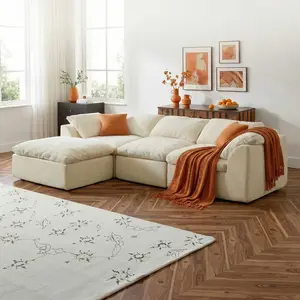 【1/2 Packages】108"Cloud Couches for Living Room, Boneless Couch L-Shape Comfy Sofa Modern Modular Sectional Sofa with Ottoman, Compressed Sofa, Cloud-Like Comfort, Flexible Modular, No Assembly Needed