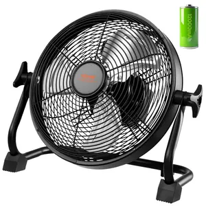 VEVOR 10 inch Rechargeable Battery Operated Camping Floor,  High Velocity Portable Outdoor Fan with Metal Frame, Copper Brushless Motor, 360-degree Manual Rotation,for Fishing,Traveling, Picnicking