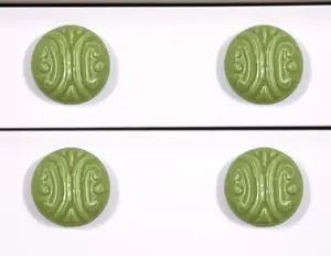 HomeRoots 635756 Green Embossed Ceramic Drawer Pull Knobs - Set of 6