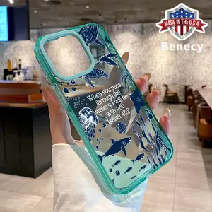 Phone case for iPhone 16 Pro Max 15 Plus 14 13 12 11 Oceanic Symphony Anti-Yellowing Shockproof durable ultra-thin Crystal Cover