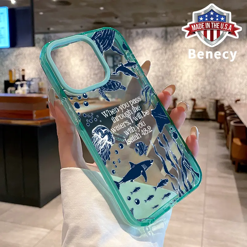 Phone case for iPhone 16 Pro Max 15 Plus 14 13 12 11 Oceanic Symphony Anti-Yellowing Shockproof durable ultra-thin Crystal Cover