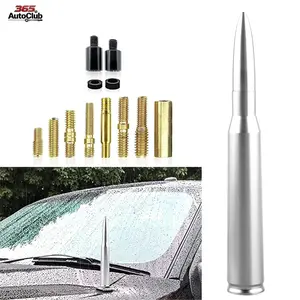 1Pc Silver 50 Cal Bullet Antenna Replacement, Heavy Duty Car Truck Antenna Topper, Compatible with Chevy Silverado 1500 2500 3500 HD & GMC Sierra 1500 2500 3500 Pickup Exterior Accessories
