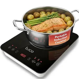 TUCO Portable Induction Cooktop Burner Hot Plate Electric Stove with Shatter-Proof Ceramic Glass, LCD Sensor Touch, ETL Certified, 20 Cooking Modes, 1800 Watts