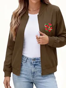 Y2K Style Women's Jacket, Watermelon Print, Zipper Design, Polyester Material, Comfortable & Stylish, All-Season Wear, Casual