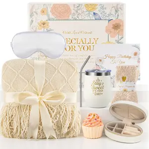 Birthday Gifts for Women, Self Care Gifts, Get Well Soon Gifts, Relaxing Spa Gifts, Care Package, Unique Anniversary Gift Basket with Blanket & Tumbler for Mother, Wife, Best Friend, Sister, Her