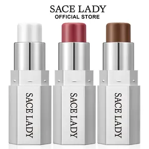 Cream Contour Stick Makeup Kit, 3 Counts/set Glassy Highlighter Balm, Blush and Bronzer Contour Stick for Sculpt the Cheeks, Firming Contouring, Waterproof, Matte & Dewy Finish