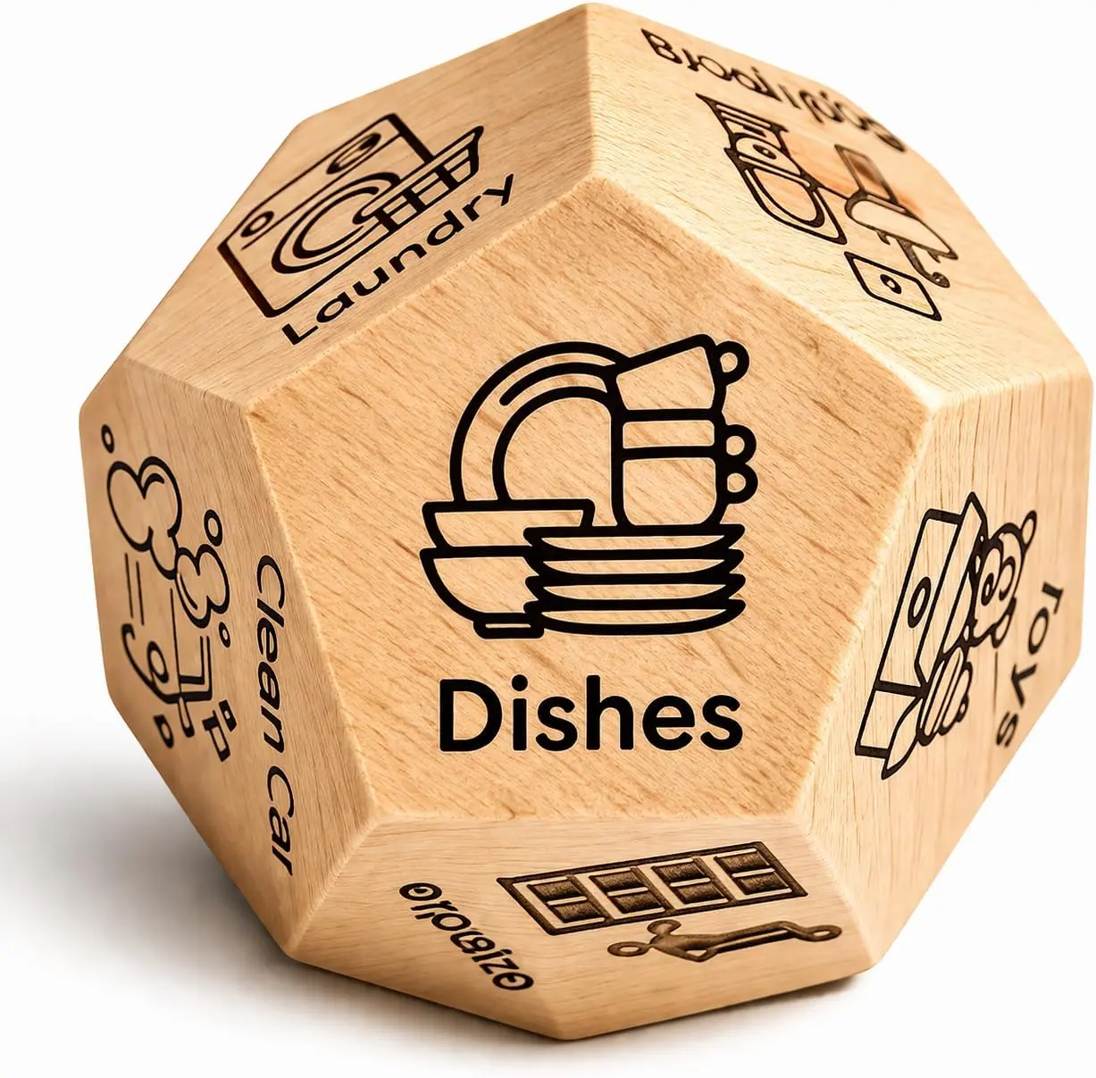 Dice Dozen 12-Sided Chore Dice – Fun Cleaning Helper for Families & Kids – Pick a Random Chore Like Dishes, Laundry, Sweep, Trash, Pet Care & More – Make Cleaning Time Playful & Easy!