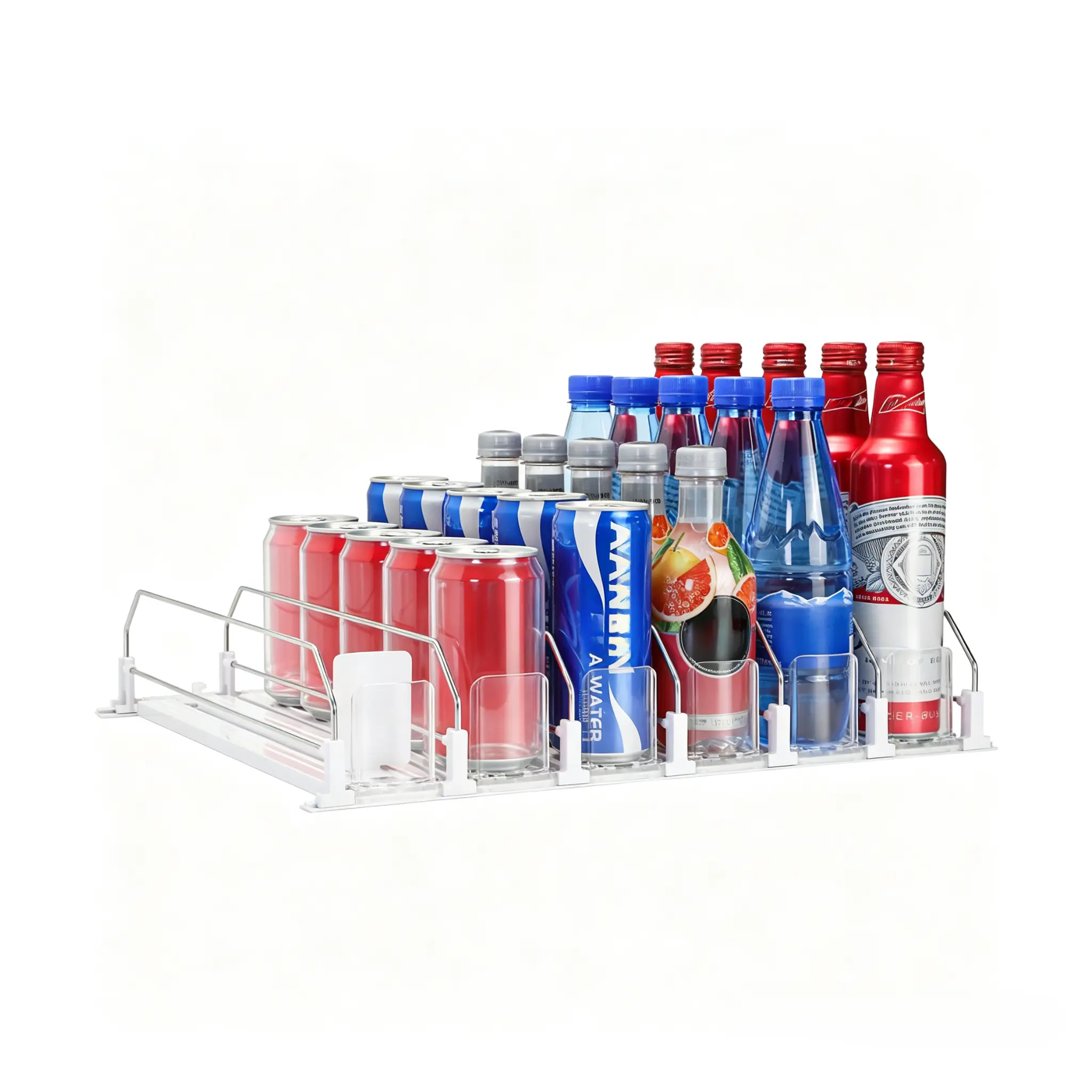 Refrigerator Self-Pushing Beverage Dispenser, Fridge Drink Pusher, Adjustable Can Storage Rack for Soda, Beer and Drinks, Home Kitchen Storage for Canned Drinks